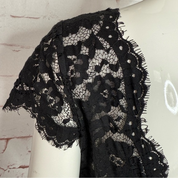 NOIR by Lazaro Black Chantilly Lace Silk Organza Formal Evening Gown Size 12 - Picture 5 of 16